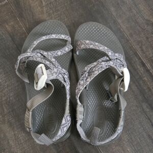 Gray Chaco Sandals with Patterned Straps